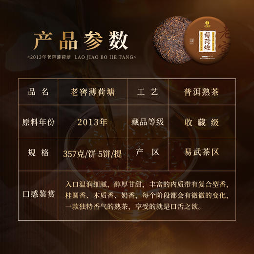 【老窖薄荷塘】2013年薄荷塘古树原料，让人欲罢不能，20年老窖池发酵357克/饼 商品图1