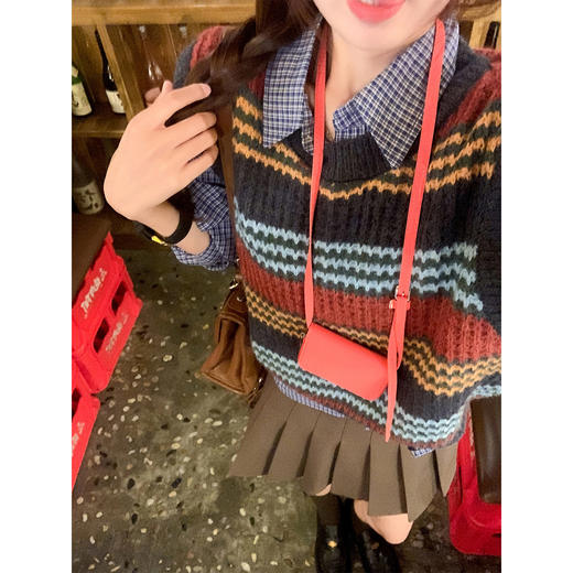 <曾小咸推荐>现货秒杀 ！微信超特价！复古条纹针织马甲 日常159.99 立减80 秒杀79.99！！ 商品图1