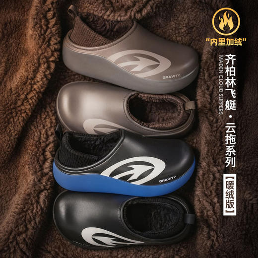 马登2025新款冬天一脚蹬休闲鞋加绒保暖办公室全包跟厚底外穿男拖 商品图0