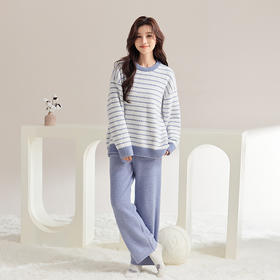 内茵半边绒条纹家居服|抗静电面料，软糯舒适，云朵般触感