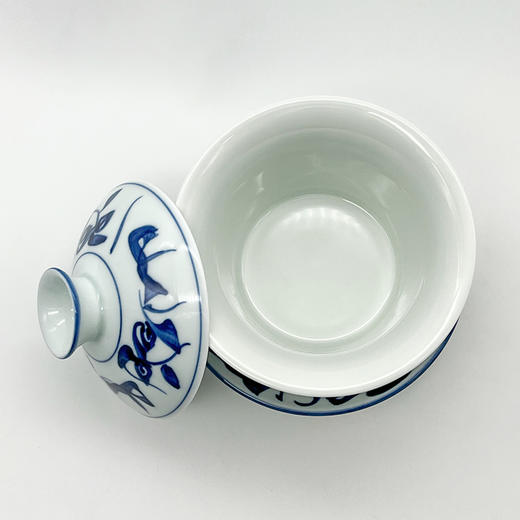 俊德丨 景德镇瓷 经典手绘刀字纹 老茶花纹 青花瓷盖碗 160ml 商品图8