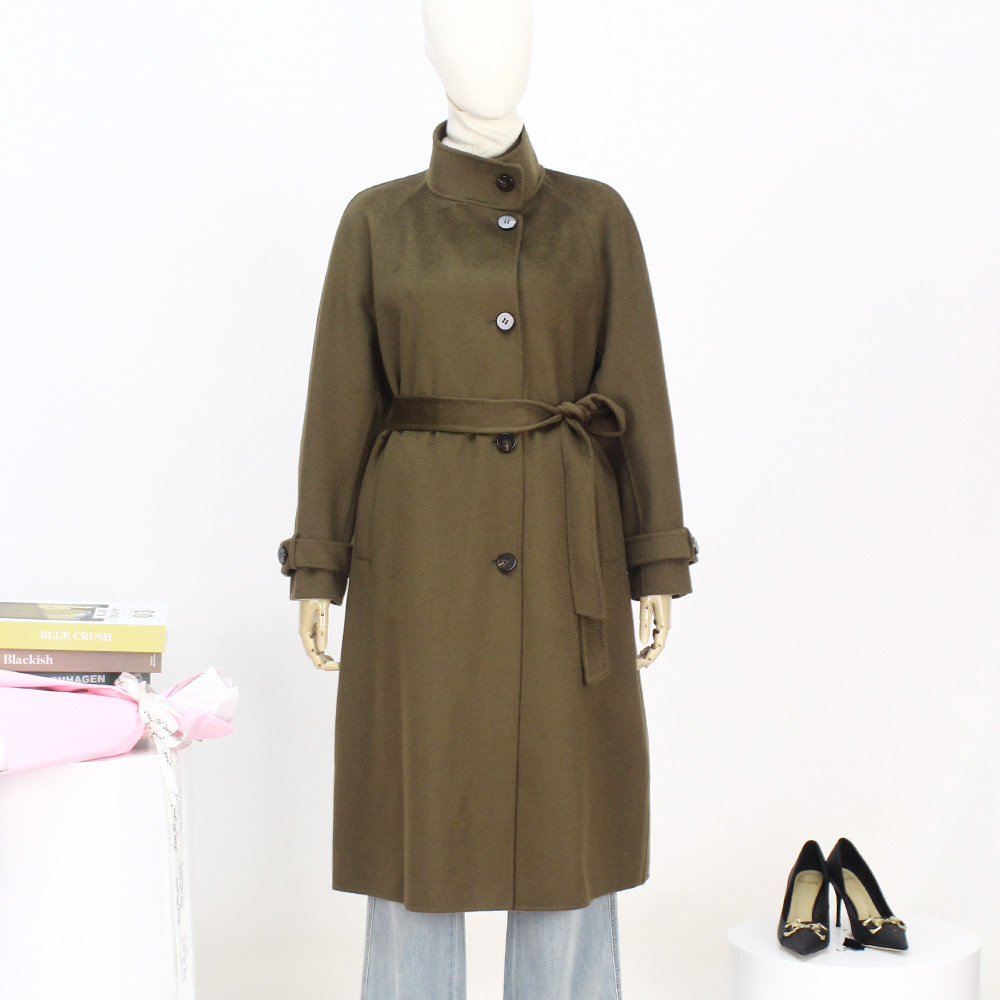 FOCALS新款时尚休闲廓形插肩袖羊毛山羊绒双面大衣外套FRRDK662GK