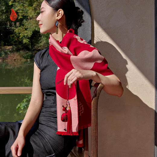 上久楷新中式国风文创礼盒送礼 宋锦挂件 丝羊绒长巾  福禄绵长 商品图4