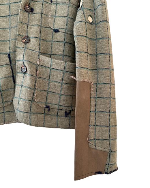 女款羊毛格纹做旧补丁外套lv016 商品图2