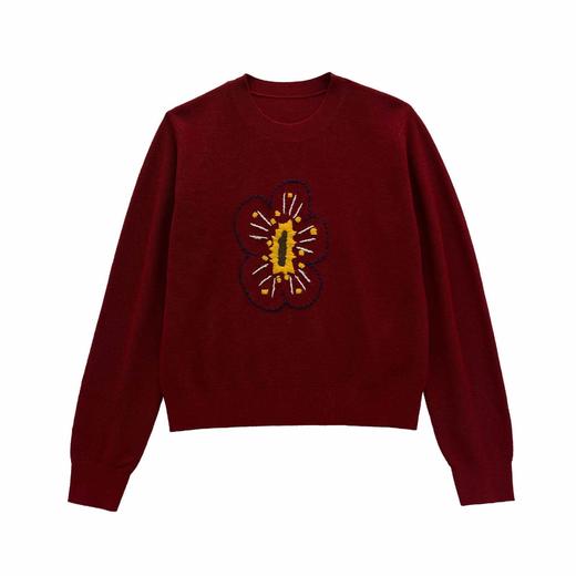 「高货rp」全新升级【铂金会员293/天猫399/差价106】(05511)洛诗琳复古手工钩花朵羊毛衫2025冬季气质新年红针织毛衣 商品图4