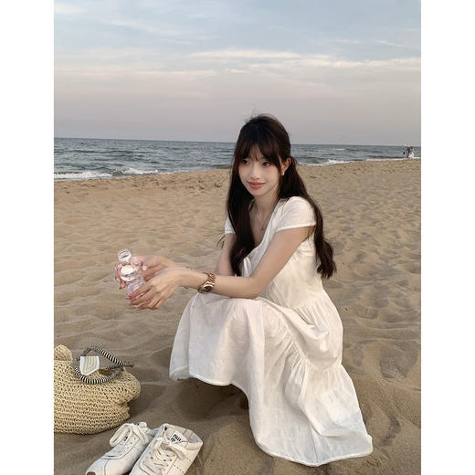 EKOOL衣库 重工提花刺绣短袖连衣裙女夏季新款气质显瘦中长款裙子 商品图1