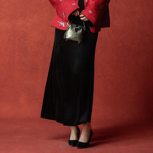 【林栖设计小店】月下福影|恭王府联名半身裙钻石丝绒2026早春新款鱼尾长裙女1961006 商品图4