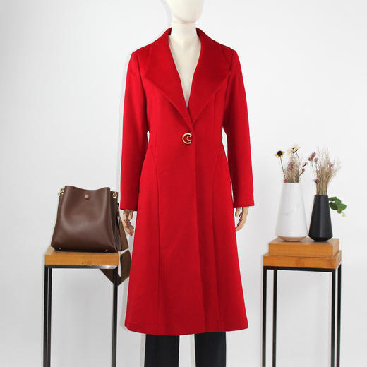 FOCALS新款修身显瘦中长款时尚翻领毛呢大衣外套FYJDK790 商品图3