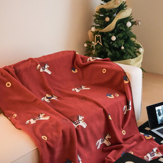 马年限定！仿羊毛绒秋冬多功能毯 沙发盖毯午睡毯披肩毯床尾毯飘窗毯床尾毯 新年新居礼物 商品图0