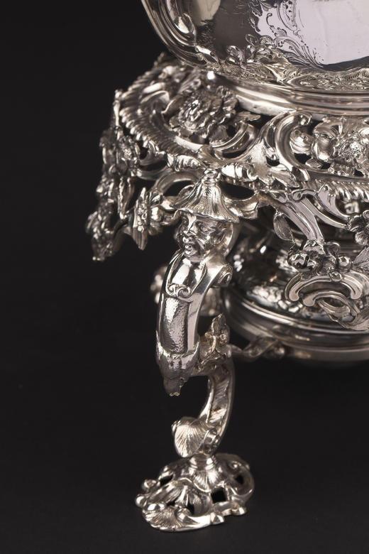 独角鹿西洋古董18世纪中期英国William Grundy银器制作工坊出品Chinoiserie中国风东方人物主题纯银精雕温水壶 商品图13