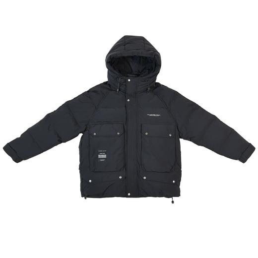 半身缘男装 冬季口袋布标连帽加厚日系羽绒服254312U01710159 商品图0