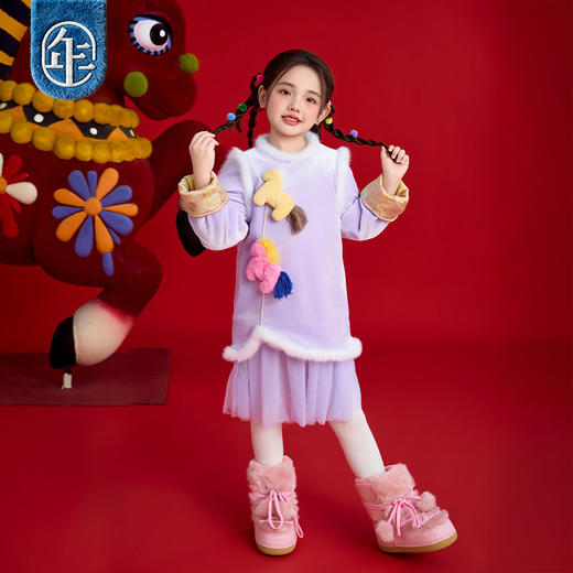年衣童装儿童旗袍裙女童冬季新款加厚宝宝裙子改良利马开心旗袍裙 商品图1
