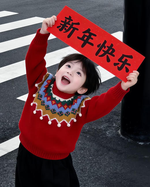 大童红色系费尔岛针织毛衣122306 商品图3