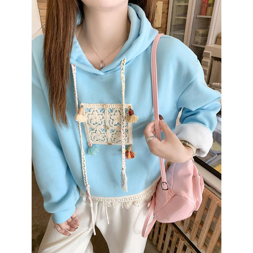 <曾小咸推荐>现货秒杀 ！微信超特价！韩系流苏连帽加绒卫衣 日常189.99 立减100 秒杀89.99！！ 商品图3