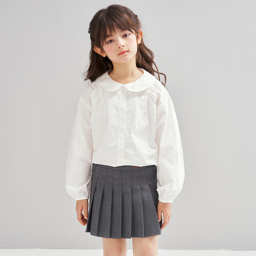 笛莎Deesha 2026春季女童时尚气质娃娃领长袖衬衫 商品图0