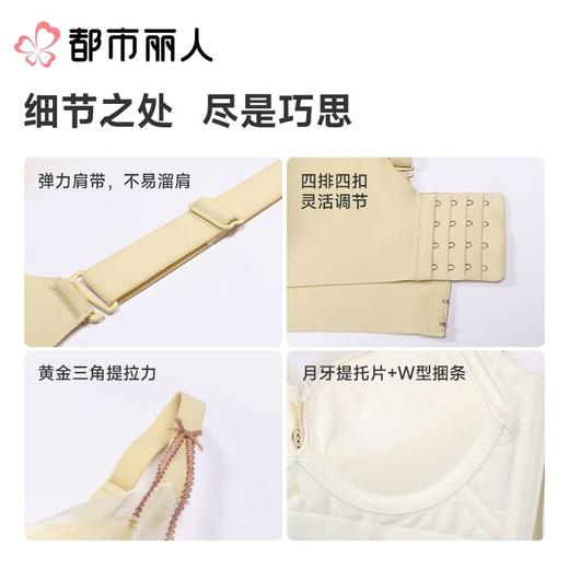 都市丽人内衣红品加加厚薄文胸蕾丝内衣四排四扣无钢圈LJC1A101 商品图4
