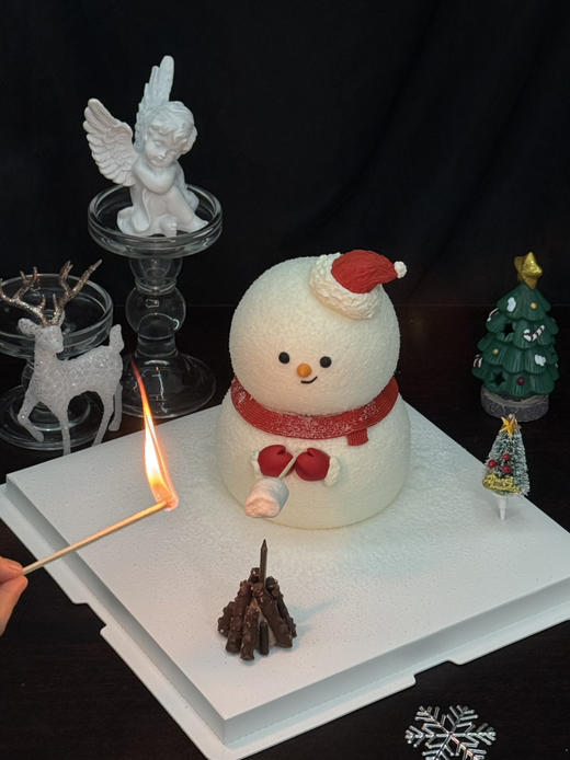 跨年可爱雪人烤棉花糖烤火新年氛围蛋糕 商品图1