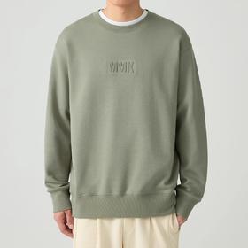 墨麦客男装加绒加厚圆领男士卫衣春秋季新款重磅保暖压花上衣情侣