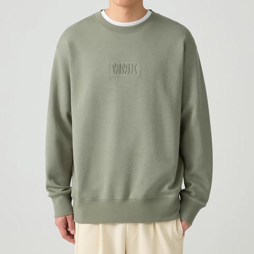 墨麦客男装加绒加厚圆领男士卫衣春秋季新款重磅保暖压花上衣情侣 商品图0