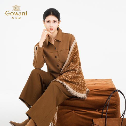 乔万尼100%绵羊毛干练气质单排扣拼接口袋毛呢大衣外套ED4B736 商品图1