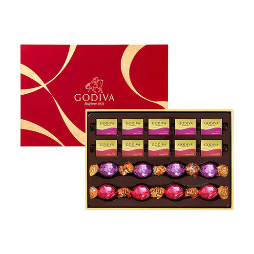 歌帝梵精选巧克力礼盒18颗装145g/043478 小方黑巧5片小方牛奶巧克力5片松露牛奶巧克力4颗松露黑巧克力4颗 商品图1