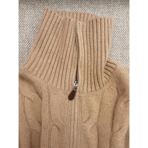 【非质量问题不退】英伦绅士 LOR* PIAN*A同款男士家属款 100%羊绒大翻领半拉链套头衫 重磅590g厚实绞花 质感可媲美柜货5位数 商品图3