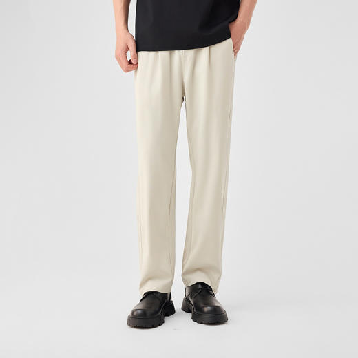 墨麦客链条纹针织休闲长裤男士2025春季新款简约拼接压线裤子男。 商品图1