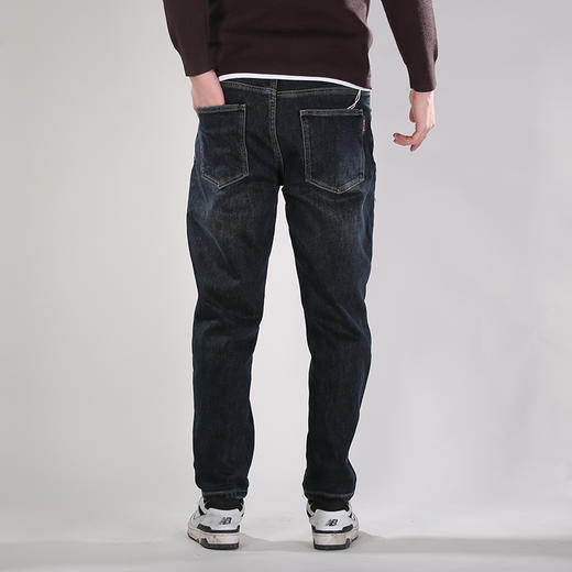 DRONKOO 2025 正常腰表袋拼原色布右后袋侧唛一体绒厚牛仔长裤 商品图4