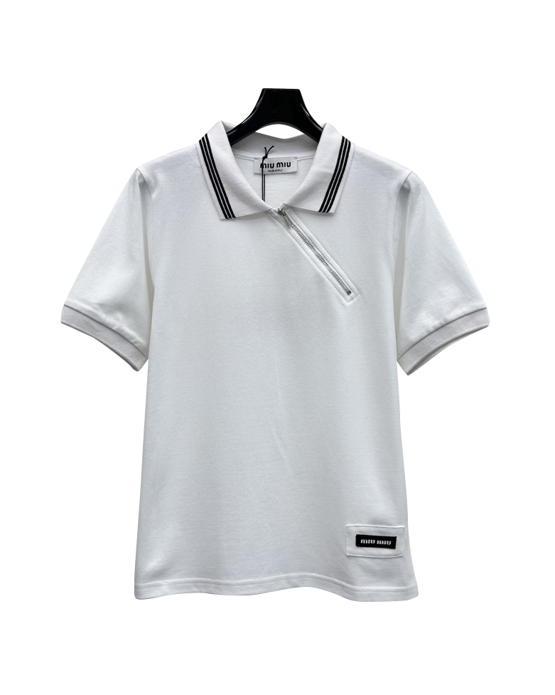 女款斜拉链短袖polo衫ba017