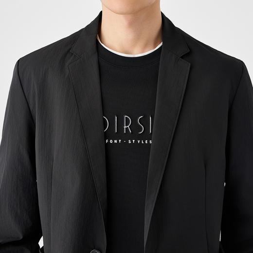 墨麦客男装暗格提花休闲西服外套男2025春季新款黑色简约西装男。 商品图1