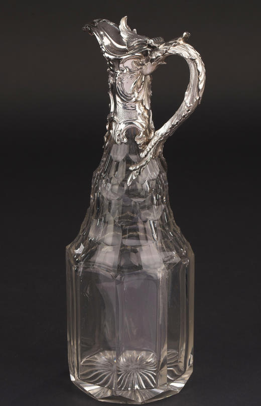 独角鹿西洋古董18世纪末英国顶级银坊Edward Barnard & Sons出品花叶神鸟及家族纹章主题纯银精雕调味罐及水晶酒壶套组 商品图8