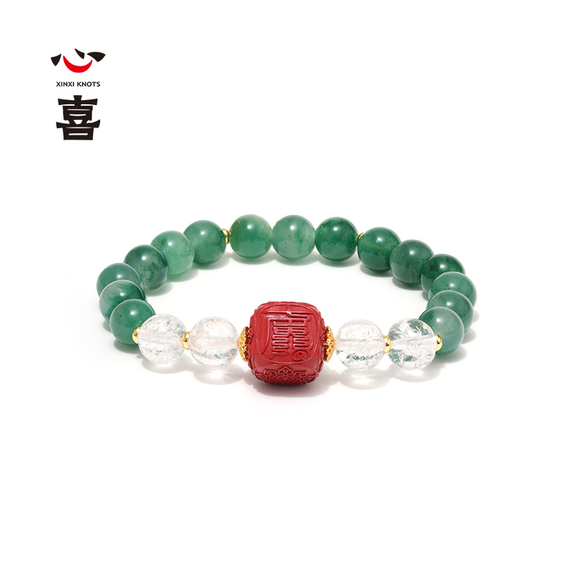 【诸事欢喜】【马年太岁符】 钻石世家X心喜 马上好运系列 马年太岁符非洲翠白水晶手串  马年太岁符 六面吉文  朱砂骰子 生机非洲翠 疗愈白水晶【结缘定制、无质量问题不支持退换货】预计3-5天发货