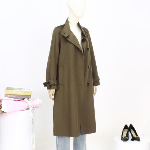 FOCALS新款时尚休闲廓形插肩袖羊毛山羊绒双面大衣外套FRRDK662GK 商品图2