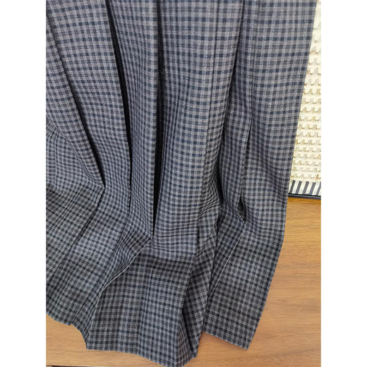 【贝拉推荐】夜间咖啡馆 文艺深灰小格纹百褶裙 精纺羊毛显瘦百搭 橡筋松紧腰头 商品图7