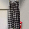NC松紧腰呢料格子阔腿裤50924（黑）冬季 154011560321 商品缩略图1