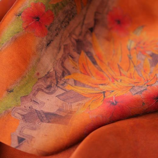 鱼米之乡·东方莨造香云纱染整双层丝巾 前置印花熟丝工艺 秀工莨作出品 商品图3