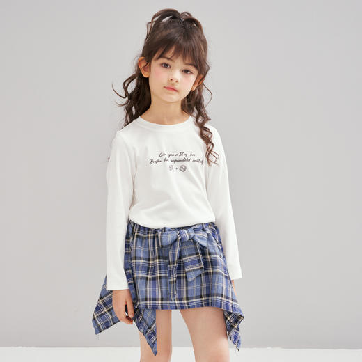 笛莎Deesha 2026春季女童基础印花腰间抽褶长袖T恤 商品图3