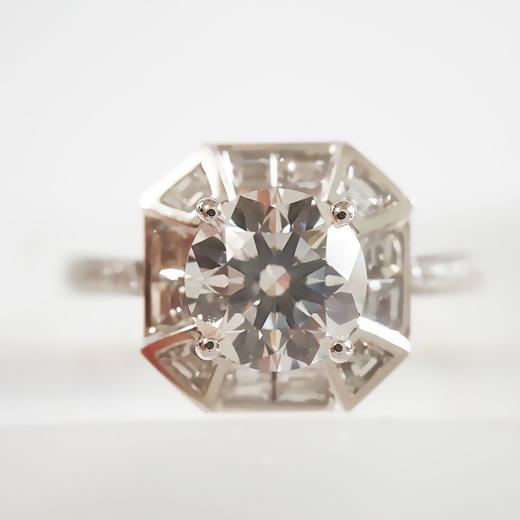 AU750白金经典时尚八角围镶款1.19克拉钻石戒指13号（戒圈可改） 231225NJS63 商品图7