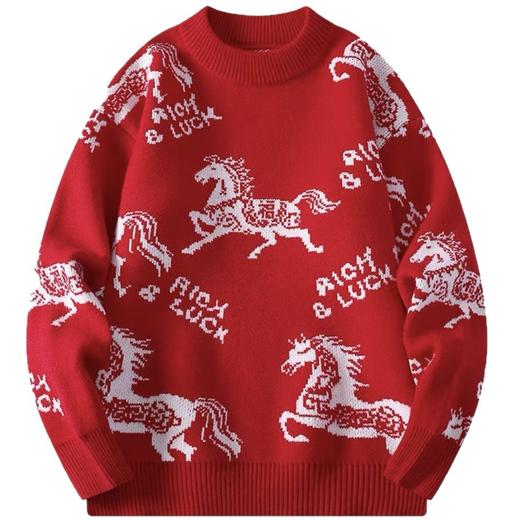 马年本命年新年中国红毛衣针织衫 商品图4