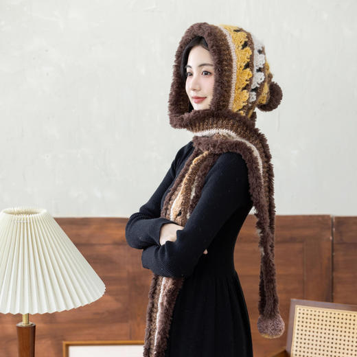 苏苏姐家麋鹿连帽围巾手工diy钩针编织毛线团冬季自制材料包 商品图3