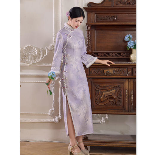 时尚改良新中式长款加绒倒大袖旗袍年轻日常旗袍SYK661027 商品图3