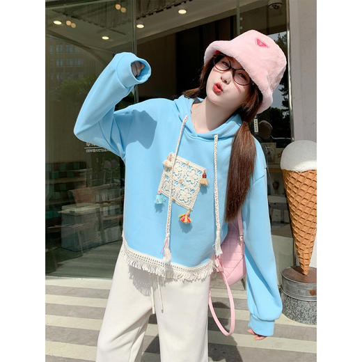 <曾小咸推荐>现货秒杀 ！微信超特价！韩系流苏连帽加绒卫衣 日常189.99 立减100 秒杀89.99！！ 商品图1