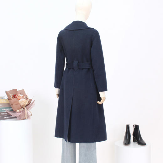 FOCALS福柯斯新款简约休闲纯色羊毛双面呢长款大衣外套F2YDK821B5 商品图3