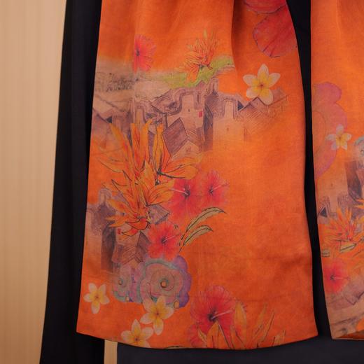 鱼米之乡·东方莨造香云纱染整双层丝巾 前置印花熟丝工艺 秀工莨作出品 商品图2