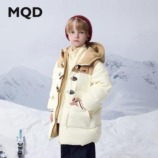 【MQD】冬季男女大童潮酷学院风休闲保暖中长款连帽羽绒服 商品图2