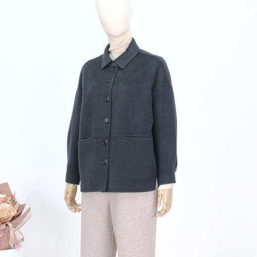 FOCALS福柯斯新款简约休闲纯色羊毛双面呢大衣短外套FRSDR591BG 商品图2