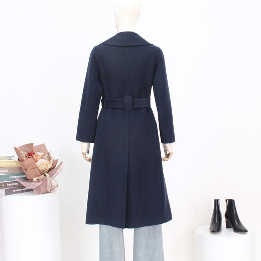 FOCALS福柯斯新款简约休闲纯色羊毛双面呢长款大衣外套F2YDK821B5 商品图4