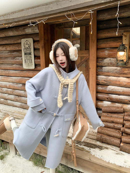 <曾小咸推荐>现货秒杀 ！微信超特价！韩系连帽牛角扣毛呢外套 日常489.99 立减250 秒杀239.99！！ 商品图13