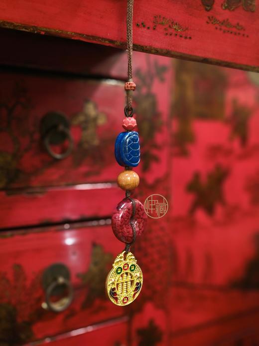 原矿朱砂配青金石多宝挂件 商品图0