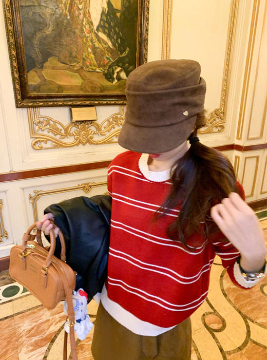 <曾小咸推荐>现货秒杀 ！微信超特价！红白条纹毛衣 日常159.99 立减70 秒杀89.99！！  毛领PU皮衣 秒杀169.99！！ 商品图5